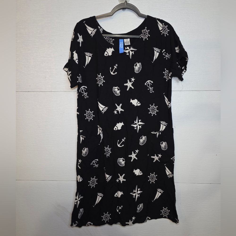 Island Beach Black and White Nautical Mini Dress